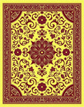 Rich Burgundy Floral Scrolling Medallion Rug