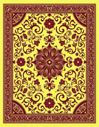 Rich Burgundy Floral Scrolling Medallion Rug