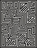 Monochrome Maze Geometric Black White Rug