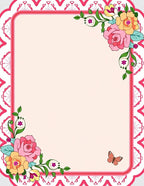 Pink Floral Butterfly Accent Border Rug