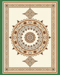 Earthy Cream Brown Mandala Border Rug