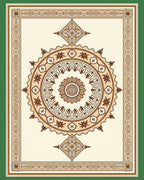 Earthy Cream Brown Mandala Border Rug