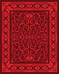 Crimson Red Floral Border Scrollwork Rug