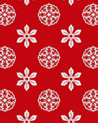 Crimson White Snowflake Mandalas Rug