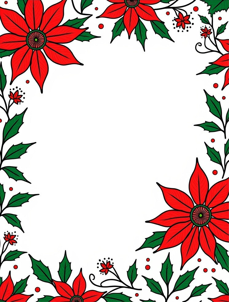 Vibrant Red Poinsettia Border Rug