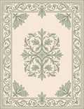 Vintage Sage Green Floral Scroll Rug