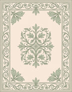 Vintage Sage Green Floral Scroll Rug