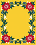 Vibrant Red Floral Foliage Border Rug