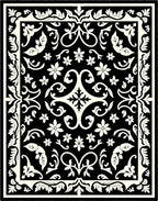 Black Ivory Damask Garden Floral Rug