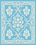 Pale Blue Cream Orante Scrollwork Rug