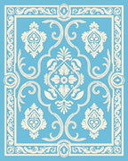 Pale Blue Cream Orante Scrollwork Rug