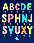 Playful Alphabet Stars Navy Rug