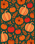 Autumn Harvest Pumpkin Apple Foliage Rug
