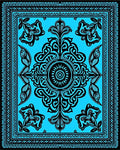 Electric Blue Floral Medallion Tapestry Rug