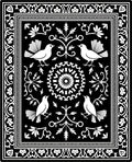 Black and White Bird Floral Medallion Rug