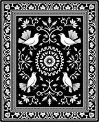 Black and White Bird Floral Medallion Rug