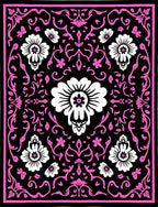 Bold Magenta Floral Damask Rug
