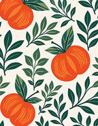 Vibrant Orange Fruit Foliage Rug