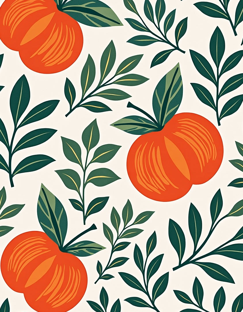 Vibrant Orange Fruit Foliage Rug