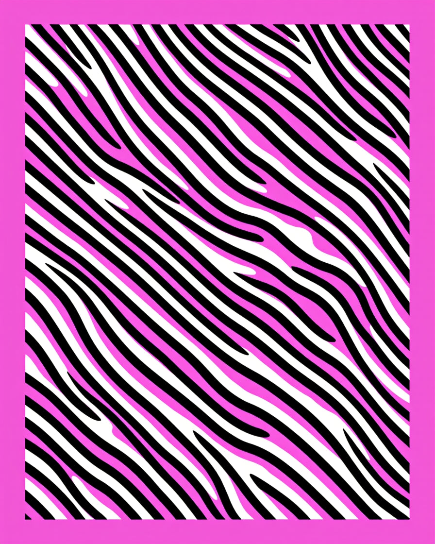 Fierce Pink Black Zebra Stripes Rug