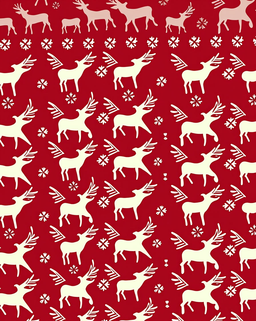 Crimson Cream Reindeer Snowflake Repeat Rug