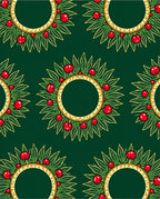 Gold Red Cherry Leaf Wreath Rug