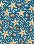 Blue Starfish Shell Swirls Rug