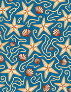 Blue Starfish Shell Swirls Rug