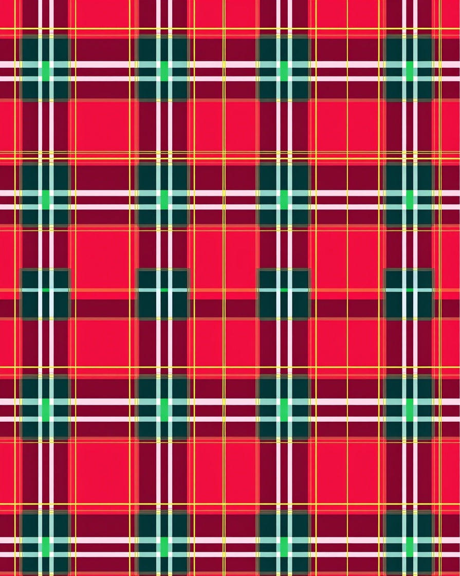Crimson Red Green Plaid Rug