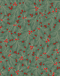 Emerald Green Holly Berry Branches Rug