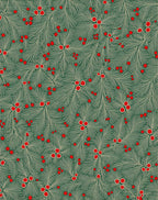 Emerald Green Holly Berry Branches Rug