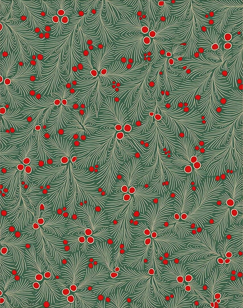 Emerald Green Holly Berry Branches Rug