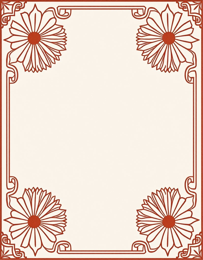 Terracotta Floral Frame Cream Rug