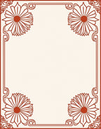 Terracotta Floral Frame Cream Rug