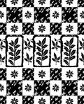 Monochrome Checkerboard Leaf And Flower Rug