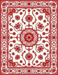 Crimson Intricate Bloom Medallion Border Rug