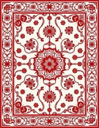 Crimson Intricate Bloom Medallion Border Rug