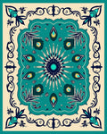 Turquoise Ivory Midnight Floral Mandala Rug
