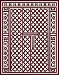 Deep Red Lattice Border Rug