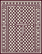 Deep Red Lattice Border Rug