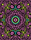 Vibrant Pink Cyan Neon Floral Medallion Rug