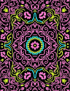 Vibrant Pink Cyan Neon Floral Medallion Rug