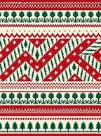 Red Green Festive Tree Border Rug