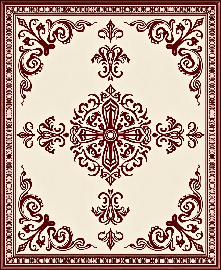 Crimson Ornamental Medallion Textile Rug