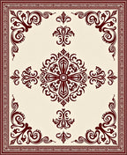 Crimson Ornamental Medallion Textile Rug