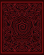 Crimson Black Abstract Swirl Rug