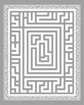 White Labyrinth Geometric Border Rug