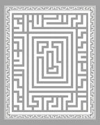 White Labyrinth Geometric Border Rug