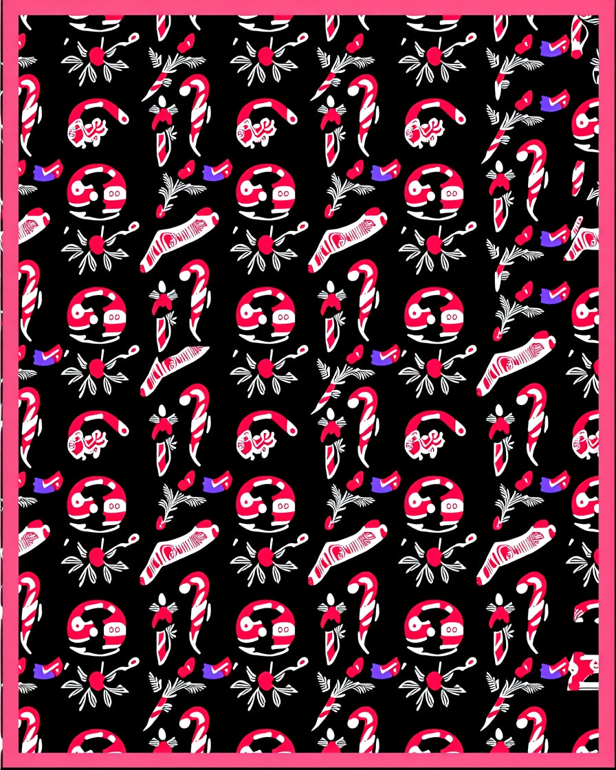 Festive Red White Candy Cane Collage Rug