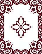 Deep Crimson Floral Medallion Border Rug